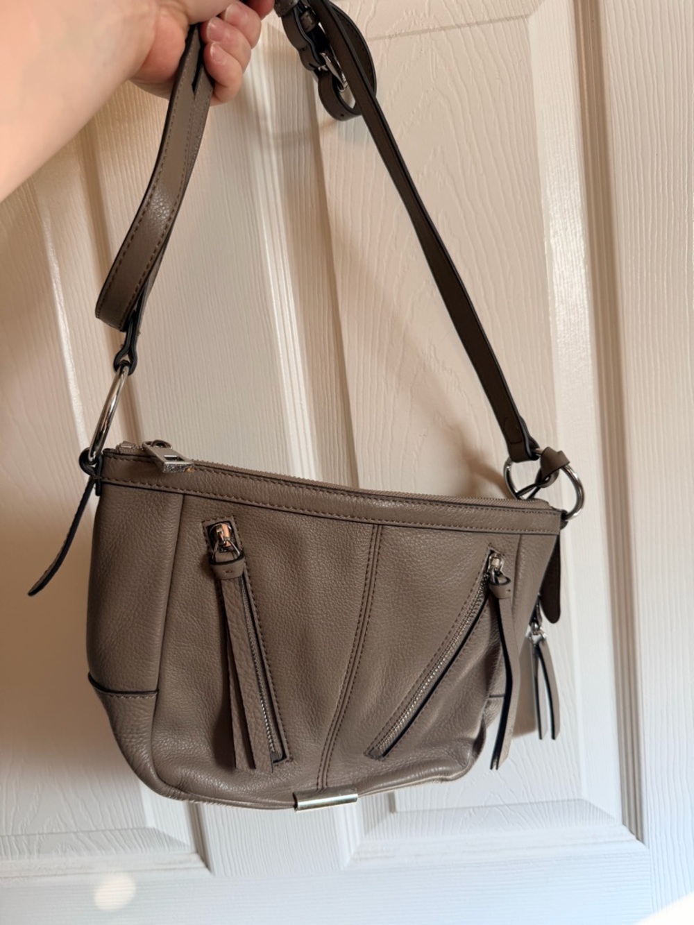 Vince Camuto Taupe Leather Shoulder Bag